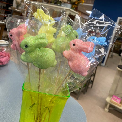 Glitter Marshmallow Bunny Picks